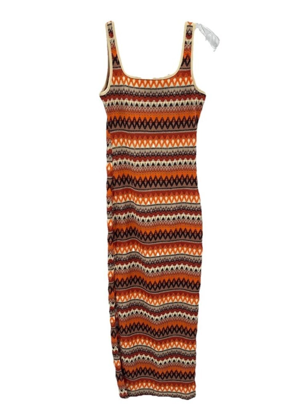 Orange Embroidered Sleeveless Maxi Dress Sz XS Retro Festival Folk Southwestern